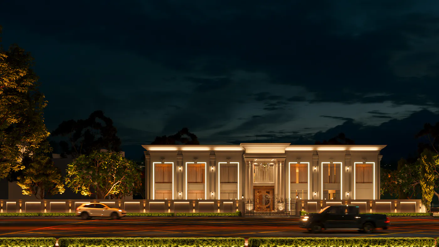 4 Kanal luxury villa exterior render by Janan Manzil Multan